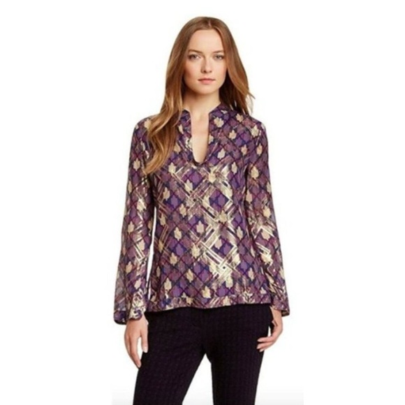 Tory Burch Stephanie Tunic in GIilded Purple Size 4 - Picture 1 of 3